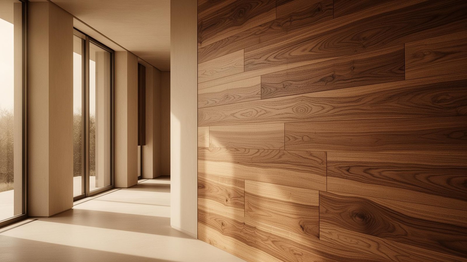 Madeira natural em ambiente arquitetônico